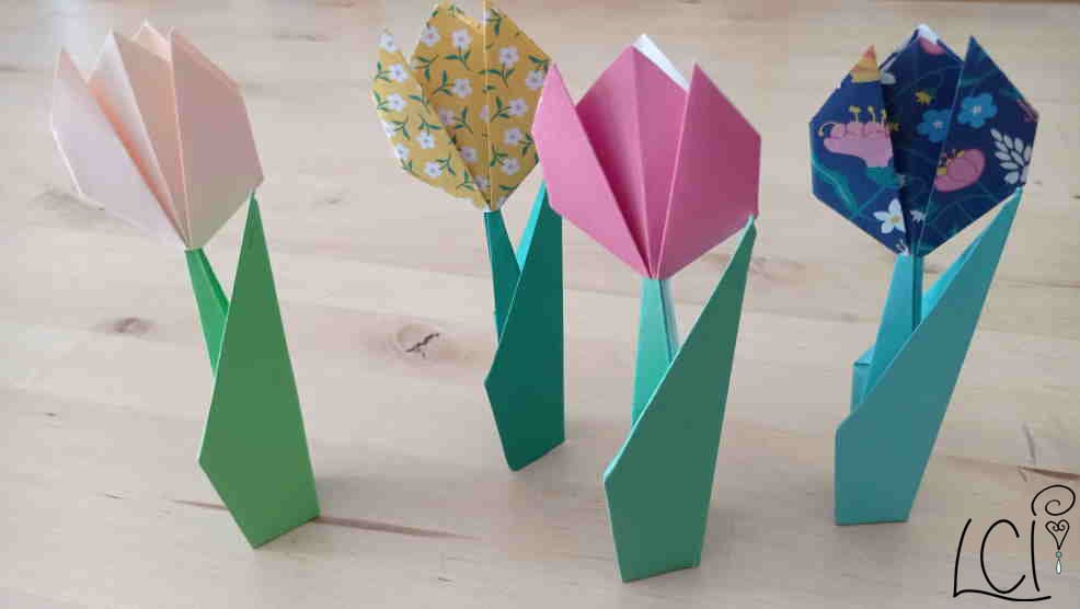 tulipani origami DIY con la carta